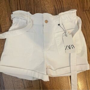 Zara Paperbag White Shorts